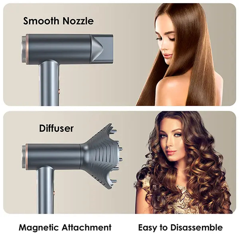 High-Speed Ionic Hair Blow Dryer with Magnetic Diffuser, Concentrator Nozzle, Hair Dryer Hold Stand, Fast Drying Low Noise Thermo-Contol Hairdryer for Curling, Styling Natural, Home, Salon, Travle Valentinesday Gifts Smooth